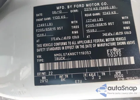 2012 Ford Transit Connect Xl from USA, damaged, VIN NM0LS7AN9CT119353